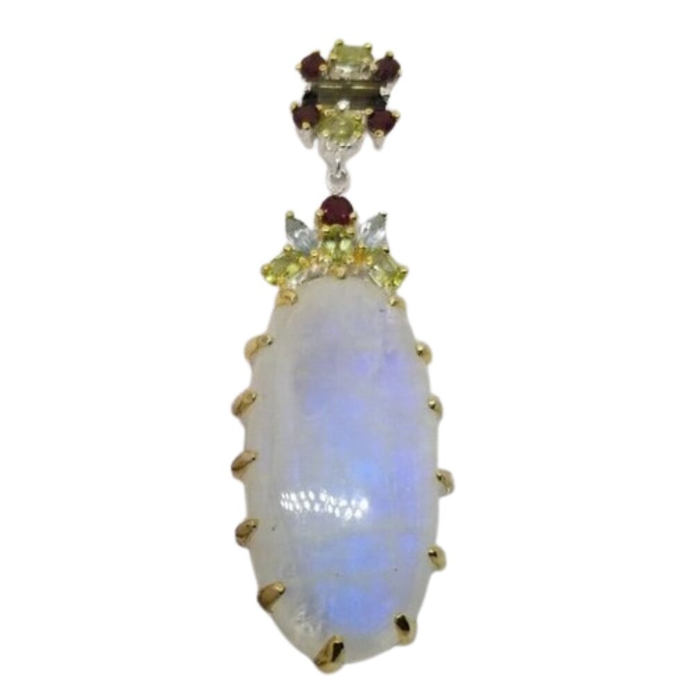 Big blue flash moonstone pendant